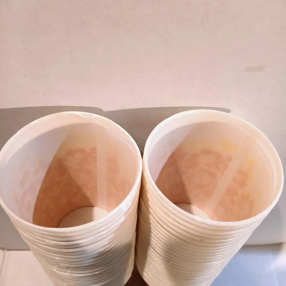 Vintage Sweetheart Orange & Yellow Flowers Waxed Paper Cups-Juice 5oz-Lot of 57